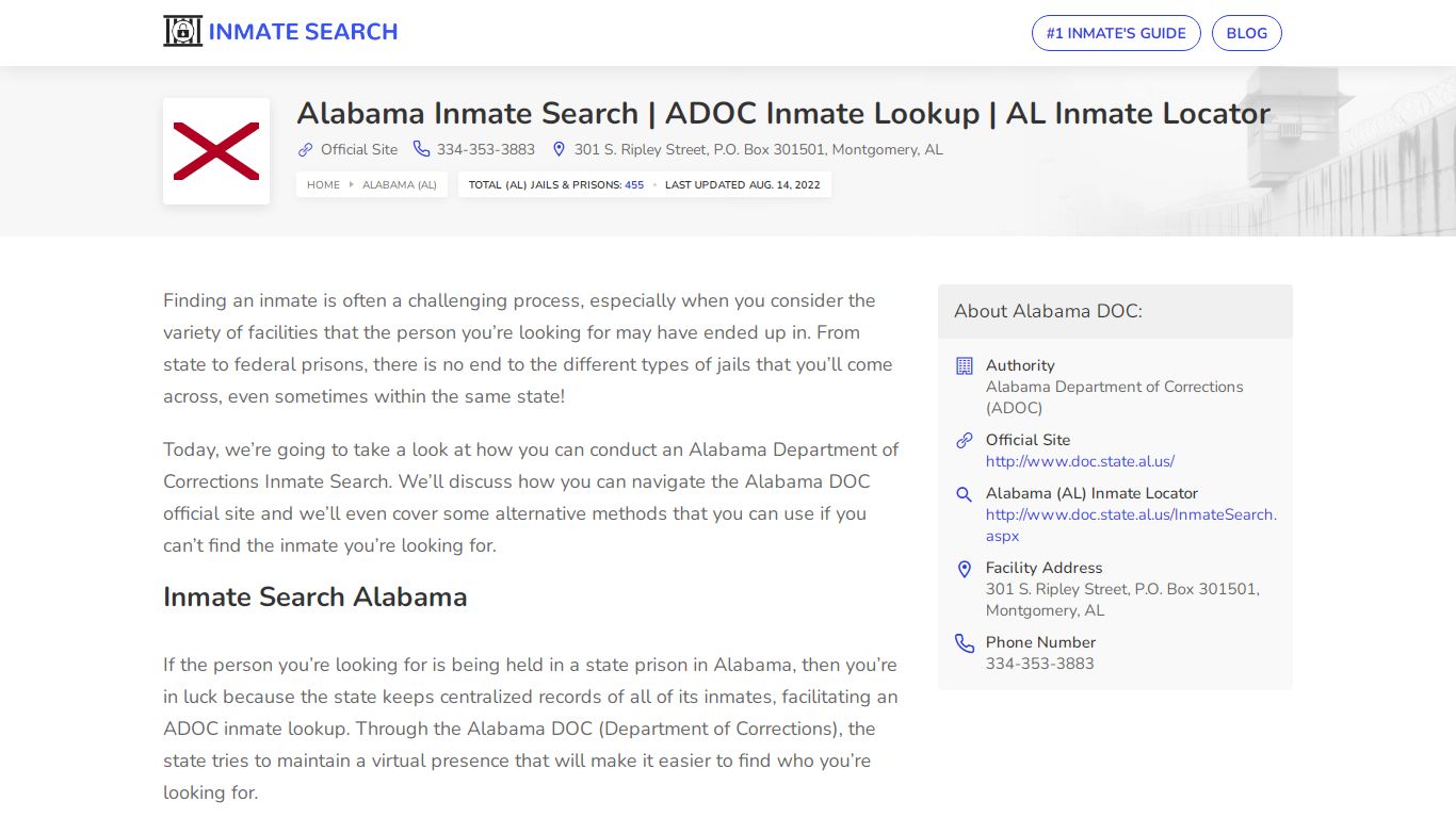 Alabama Inmate Search | ADOC Inmate Lookup | AL Inmate Locator